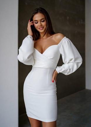 Весельное белое платье миди на свадьбу, роспись, загс, рагс овчание, платье для...