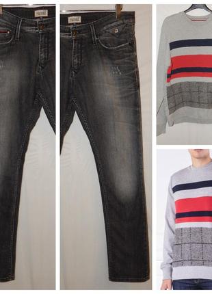 Комплект от tommy hilfiger: джинсы tommy hilfiger slim stretch black jeans+свитшот tommy hilfiger1 фото