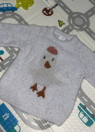 Пухнастий светр з качкою зара на дівчинку 3-4 роки3 фото