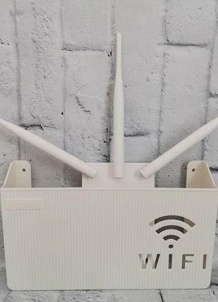 Органайзер-полиця для wifi роутера, білий3 фото