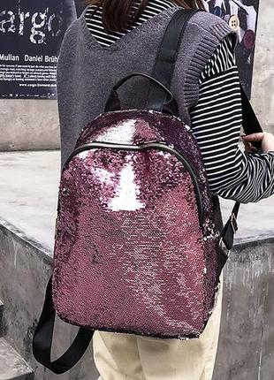 Блискучий красивий жіночий рюкзак штучна шкіра сумка-рюкзак жіноча з еко-шкіри, підліткова для дівчини8 фото