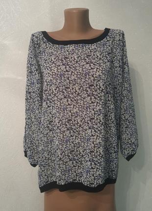 Легкая кофта, блузка с принтом в цветочек, цветок, свободный реглан