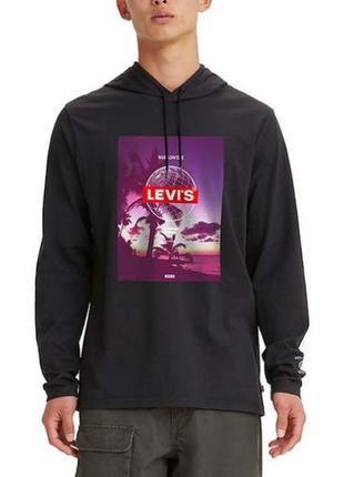 Levi's caviar photo boxtab logo hooded long-sleeve tee футболка с капюшоном и длинными рукавами