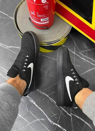 Мужские кроссовки текстильные nike air force 1 low black найк аир форс