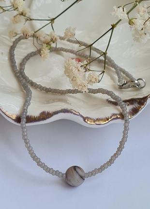 Чокер з натурального каменю та чешського бічеру