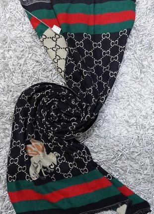 Женский теплий двухсторонний шарф в стиле гуччи9 фото