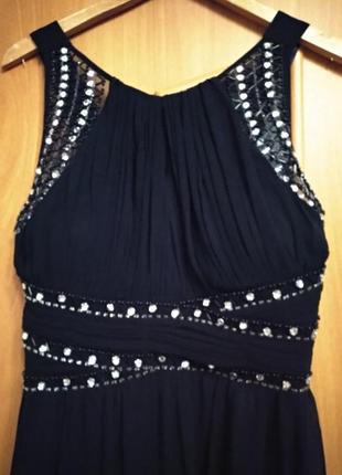 Красивое шифоновое платье в пол расшито бисером и камнями. размер 16-184 фото