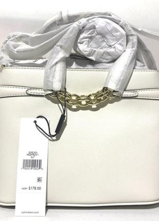 Сумка кожаная calvin klein evelyn daytona leather satchel h0dyrzv1 оригинал8 фото