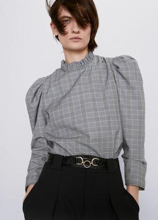 Блуза с пышными рукавами, под винтаж, zara.