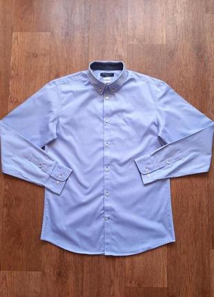 Рубашка selected homme голубая slim fit размер m, s 42 см4 фото