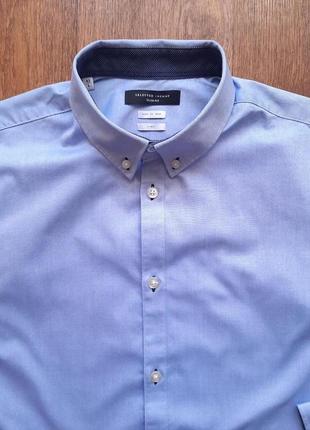 Рубашка selected homme голубая slim fit размер m, s 42 см2 фото