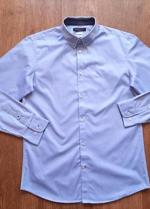 Рубашка selected homme голубая slim fit размер m, s 42 см3 фото