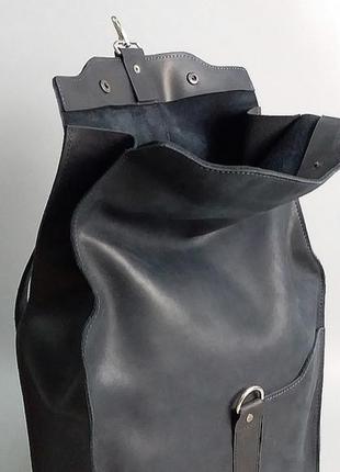Шкіряний рюкзак, шкіряний рюкзак ролтоп, спортивний рюкзак, оригінальний шкіряний рюкзак4 фото