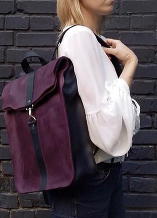 Кожаный рюкзак, рюкзак ролтоп, оригинальный и надежный кожаный рюкзак5 фото