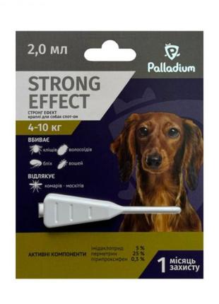 Краплі palladium (палладіум) на холку від бліх, кліщів та комарів strong effect для собак вагою 4-10 кг