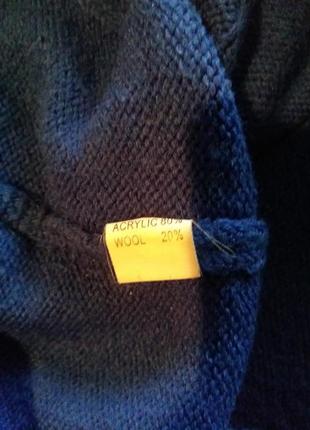 Ярко-синий вязаный свитер с горлом на пуговицах lilies шерсть4 фото