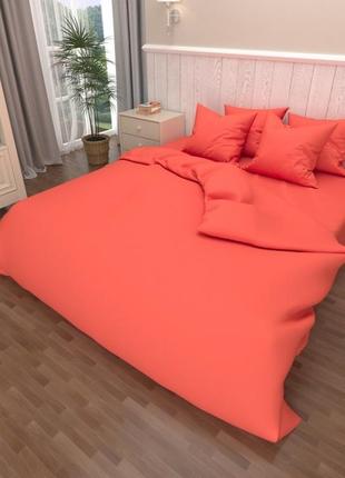 Двуспальные комплекты постельного белья от производителя180х215, постельное белье бязь голд однотонное  корал