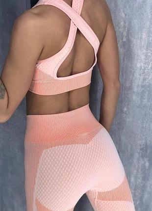 Фитнес комплект тройка топ, укороченная кофта и лосины. бесшовный костюм для спорта2 фото