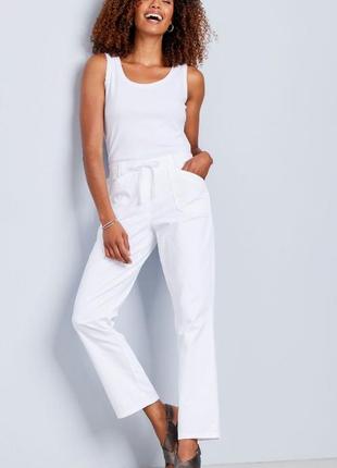 Бесподобные коттоновые белые прямые брюки cotton traders1 фото