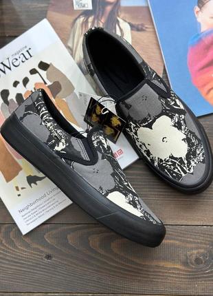 Cліпони uniqlo текстильні andy warhol cotton canvas slip-ons