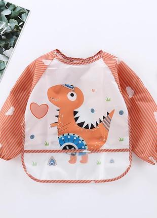 Нагрудник с карманом и рукавами слюнявчик фартушек прикорм