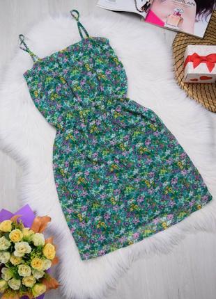 Платье зеленое цветочное платье в цветочный принт