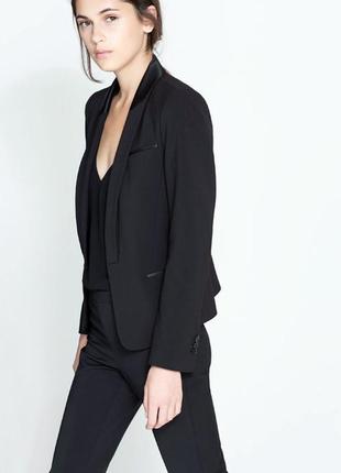 Черный женский пиджак смокинг h&m1 фото