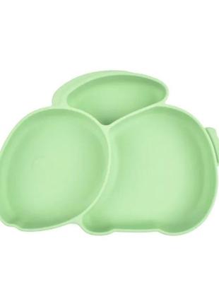 Дитячий посуд силіконовий посуд для дітей секційна тарілка із силікону у вигляді зайчика