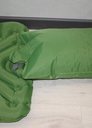 Туристический надувной коврик, матрас aricxi v (волна) зеленый.8 фото