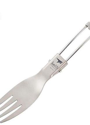 Титановая вилка keith ti5303 складная вилка из титана. туристическая посуда.
