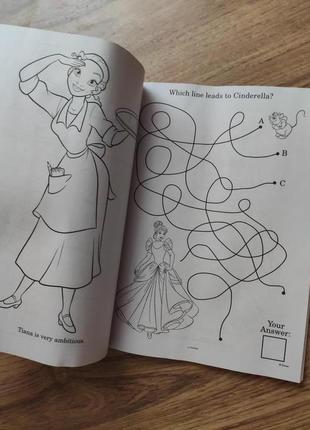 Дитяча розмальовка на англійській мові usa з цікавими іграми princess принцеси disney попелюшка ,жас