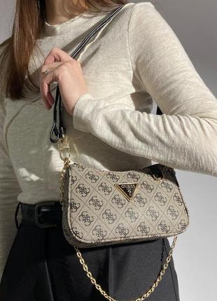 Женская маленькая серая сумка с ремнем через плечо guess 🆕 кросс боди6 фото