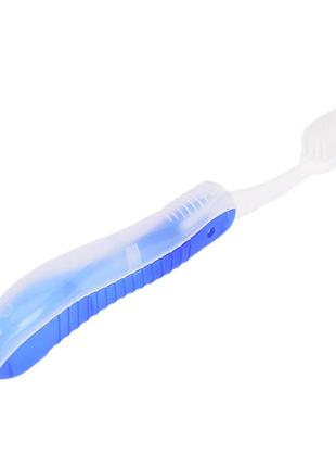 Туристическая зубная щетка. зубная щетка дорожная складная синяя.