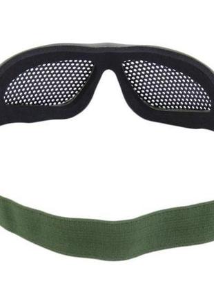 Страйкбольні окуляри-сітка захисні (сталеві). окуляри для гри у страйкбол (airsoft) зелений3 фото