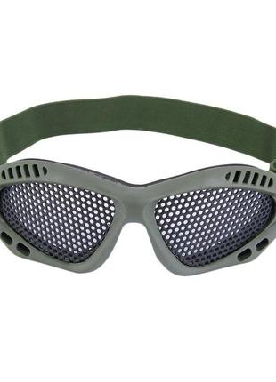Страйкбольні окуляри-сітка захисні (сталеві). окуляри для гри у страйкбол (airsoft) зелений2 фото