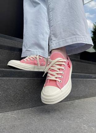 Замечательные женские кеды converse x comme des garçons play pink розовые пудровые1 фото