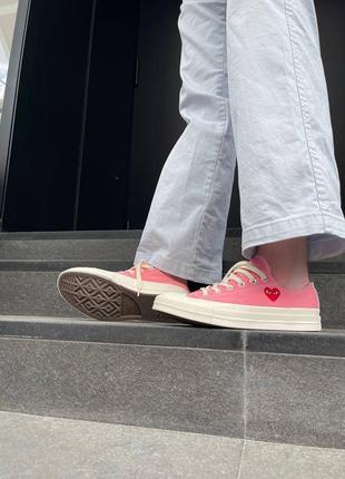 Чудові жіночі кеди converse x comme des garçons play pink рожеві пудрові9 фото