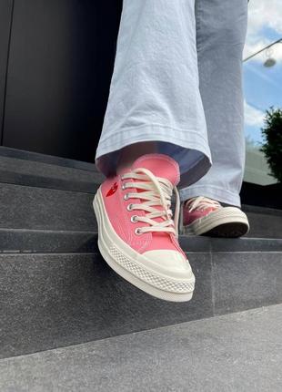 Чудові жіночі кеди converse x comme des garçons play pink рожеві пудрові4 фото