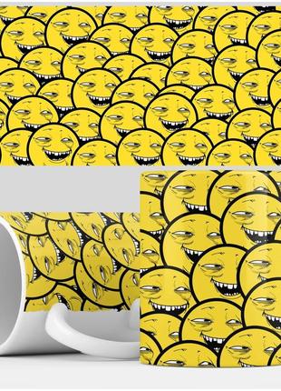 Кружка с принтом "смайлики", мем