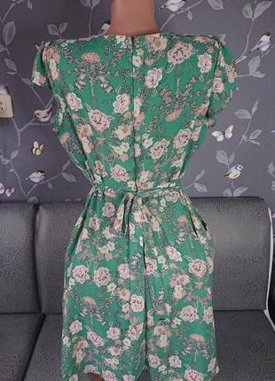 Красивое женское летнее платье в цветы с карманами р.44/464 фото
