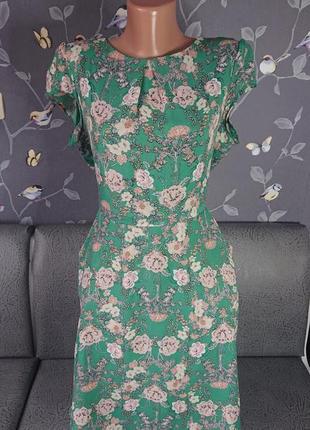 Красивое женское летнее платье в цветы с карманами р.44/468 фото