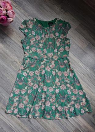 Красивое женское летнее платье в цветы с карманами р.44/467 фото