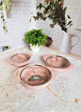 Набор посуды (омлетницы) 6 (3/3)предмета o.m.s. collection (турция), арт. 3015 розовый