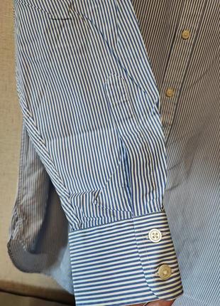 Стильная длинная рубашка в полоску полосатая рубашка с удлиненной спинкой3 фото