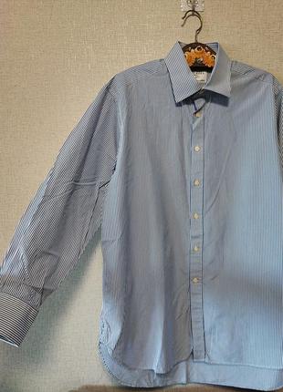 Стильная длинная рубашка в полоску полосатая рубашка с удлиненной спинкой2 фото