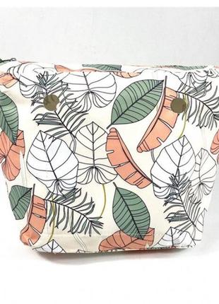 Джинсовая подкладка, для сумки classic, листья бежевая