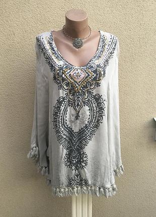 Блуза,вишивка бісер,етно,стиль бохо,grace,великий розмір