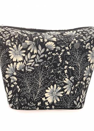 Джинсовая подкладка для сумки classic, цветочный луг черная