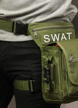 Тактическая универсальная сумка на бедро поясная сумка swat армейская сумка военный рюкзак-сумка olive2 фото