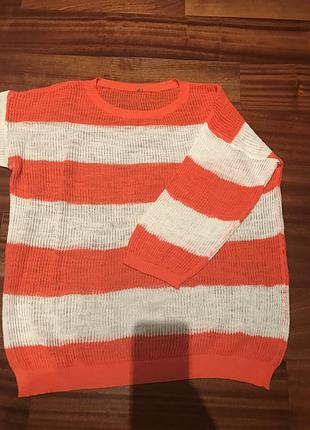 Легкий  свитшот  модель кокон ,   свитер воздушной котоновой вязки